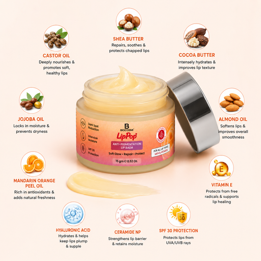 Biocosmi LipPop Anti-Pigmentation Lip Balm with SPF 30, Kojic Acid, Ceramide & Hyaluronic Acid | 15g