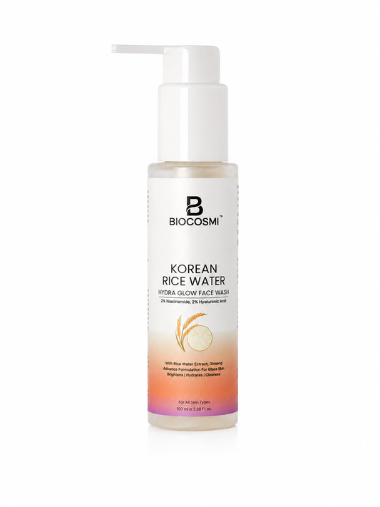 BIOCOSMI Korean Rice Water Hydra Glow Face Wash | Niacinamide & Hyaluronic Acid Face Cleanser | 100ml